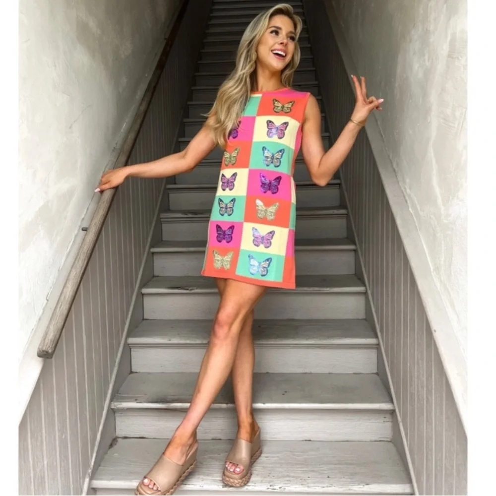 QUEEN OF SPARKLES QOS Colorful Butterfly Print Dress - Picture 3 of 11